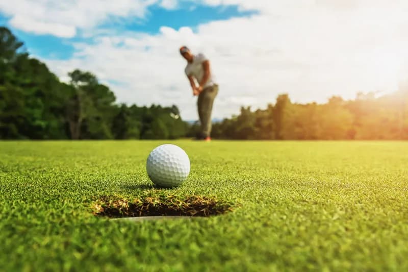Golfový míček u jamky